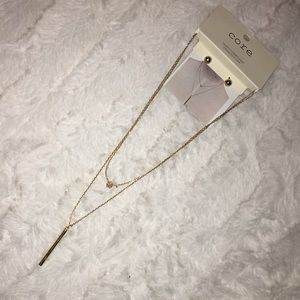 Brand New Gold layer necklace with earrings